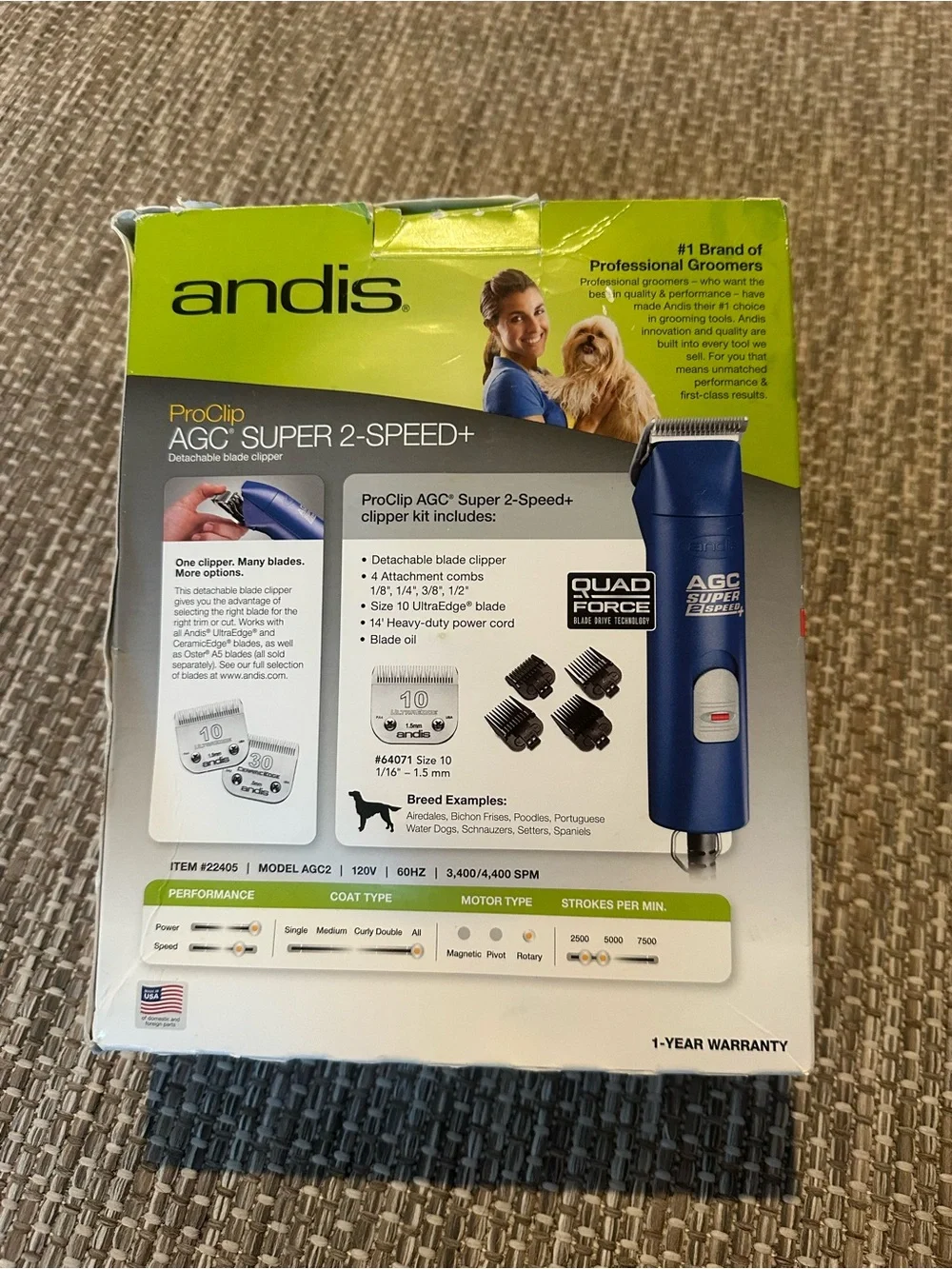 Andis ProClip AGC Super 2-Speed+ Professional Dog Grooming Clippers